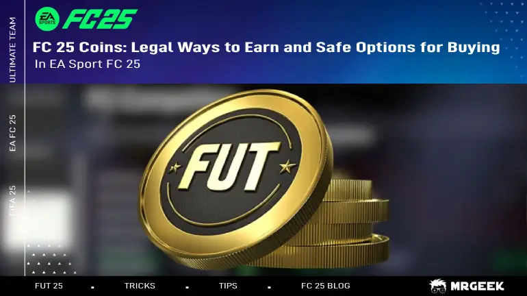 EA Sports FC 25 game interface showing FC 25 coins with a focus on earning and purchasing options